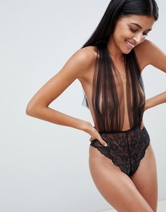 Боди из кружева и тюля ASOS DESIGN - Черный