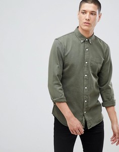 Джинсовая рубашка цвета хаки Pull&Bear - Зеленый