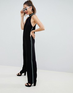 Комбинезон-халтер с полосками по бокам ASOS DESIGN - Черный