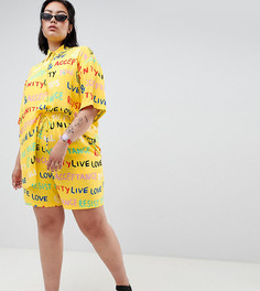 Комбинируемые шорты с принтом ASOS DESIGN x glaad& Curve - Желтый