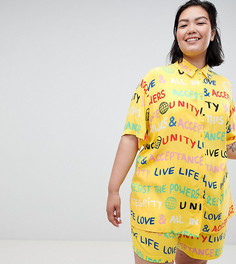 Комбинируемая рубашка с принтом ASOS DESIGN x glaad& Curve - Желтый