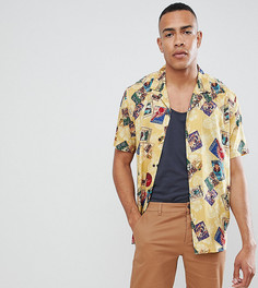 Вискозная oversize-рубашка с принтом и воротником в виде лацканов ASOS DESIGN Tall - Желтый