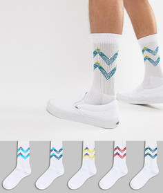 5 пар носков в стиле ретро с шевронными полосками ASOS Sports - Белый