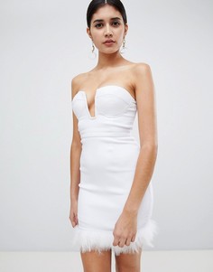 Платье миди с отделкой Rare - Белый