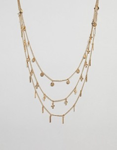 Ярусное ожерелье с подвесками ASOS DESIGN - Золотой