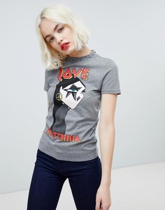Футболка с отделкой заклепками Love Moschino - Серый