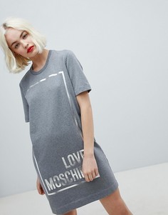 Платье-футболка с прямоугольником и логотипом Love Moschino - Серый