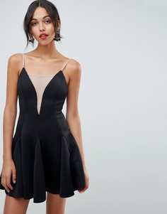 Короткое приталенное платье с глубоким вырезом ASOS DESIGN - Черный