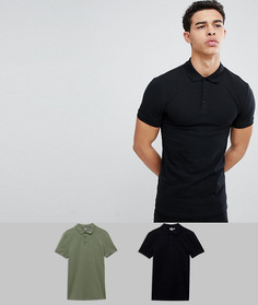 2 облегающие футболки-поло ASOS DESIGN - СКИДКА - Мульти