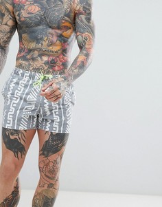 Короткие шорты для плавания с эффектом кислотной стирки ASOS DESIGN - Серый