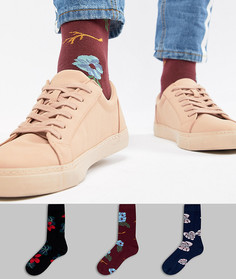 3 пары носков с цветочным принтом ASOS - Мульти