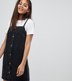 Черное джинсовое платье-комбинация с пуговицами ASOS DESIGN Tall - Черный