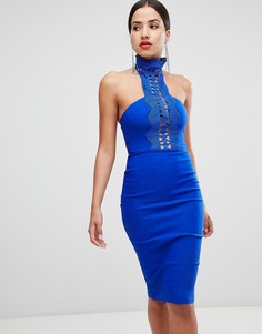 Платье-футляр с ажурной отделкой Rare - Синий