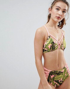 Бикини-топ с треугольными чашечками и тропическим принтом Hunkemoller - Мульти