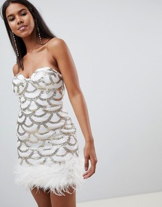 Платье мини с пайетками Rare - Белый