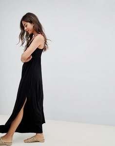 Платье макси с аппликацией роз на бретельках ASOS DESIGN - Черный