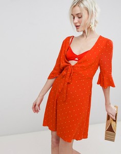 Платье мини с поясом Free People - Красный