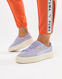 Замшевые кроссовки лавандового цвета на платформе Puma - Фиолетовый