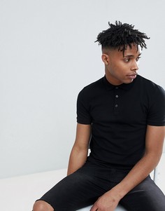 Черная облегающая футболка-поло ASOS DESIGN - Черный