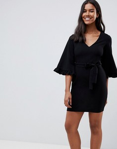 Платье мини с оборками на рукавах ASOS DESIGN - Черный