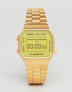 Золотистые цифровые часы Casio A168W - Золотой