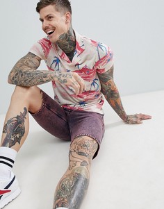 Поло с отложным воротником и гавайским пальмовым принтом ASOS DESIGN - Мульти
