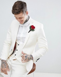 Облегающий пиджак кремового цвета Twisted Tailor Wedding - Кремовый