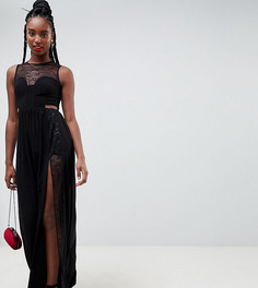 Платье макси с кружевными вставками ASOS DESIGN Tall - Черный