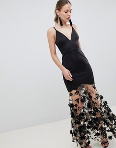 Премиум-платье макси с 3D цветочной отделкой ASOS DESIGN - Черный