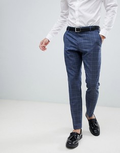 Синие узкие брюки в клетку Selected Homme - Темно-синий