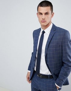 Синий пиджак узкого кроя в клетку Selected Homme - Темно-синий