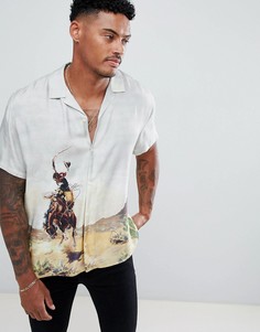 Oversize-рубашка с броским принтом rodeo и отложным воротником ASOS DESIGN - Белый