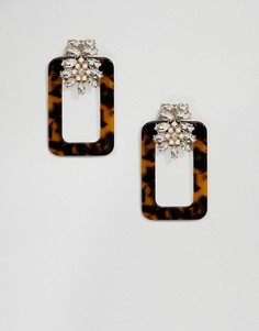 Контурные серьги с черепаховой отделкой ASOS DESIGN - Мульти