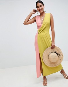 Платье макси колор блок ASOS DESIGN - Мульти