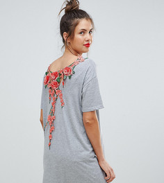 Платье-футболка с вышивкой ASOS DESIGN Maternity - Серый