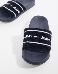 Темно-синие шлепанцы с логотипом Tommy Jeans - Темно-синий