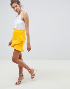 Мини-юбка с оборкой на подоле ASOS DESIGN - Желтый