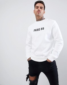 Белый свитшот с надписью Paris 89 River Island - Белый
