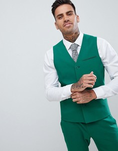 Зеленый приталенный жилет ASOS DESIGN Wedding - Зеленый