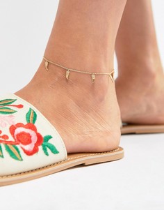 Золотистый браслет на ногу с подвеской-клыком Orelia - Золотой