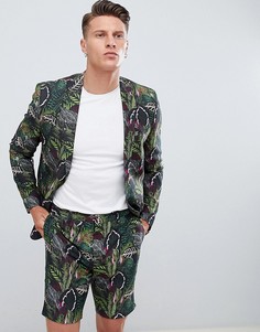 Облегающий пиджак с принтом ASOS - Зеленый