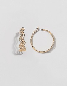 Фактурные серьги-кольца ASOS DESIGN - Золотой