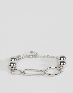 Серебристый браслет-цепочка с крупными звеньями и планкой ASOS DESIGN - Серебряный