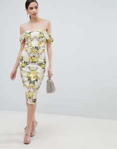 Облегающее платье с открытыми плечами и цветочным принтом ASOS DESIGN - Мульти