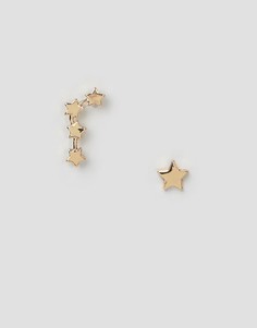 Серьги-гвоздики в форме звездочек Pieces - Золотой
