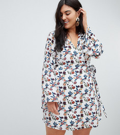 Платье мини с запахом и рукавами-кимоно Fashion Union Plus - Белый