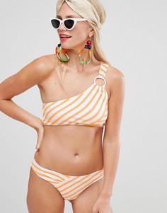 Плавки бикини в полоску с заниженной талией River Island - Желтый