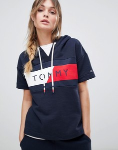 Свитшот с короткими рукавами и логотипом-флагом Tommy Hilfiger - Темно-синий