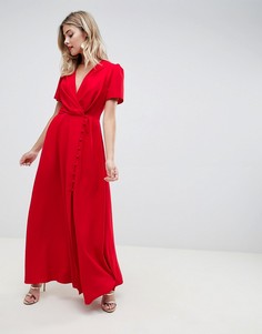 Чайное платье макси с пуговицами ASOS DESIGN - Красный