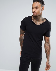 Черная обтягивающая футболка River Island - Черный